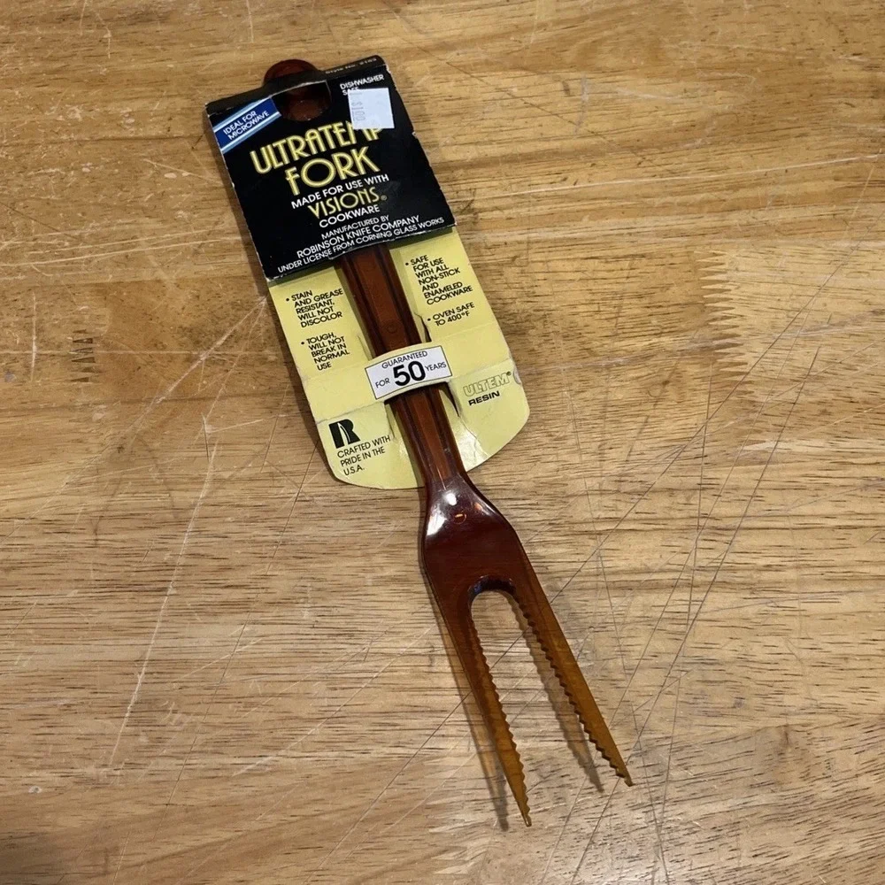 Vtg Ultratemp Brown Fork Robinson Knife Co USA #2103 USA Cooking Serving NOS‎